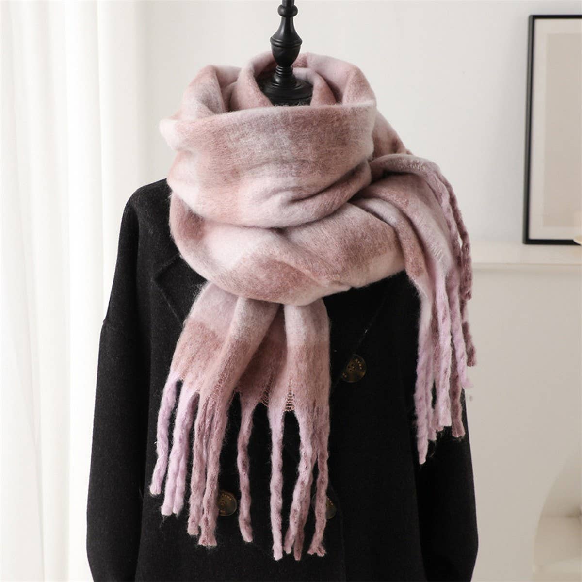 PLAID WINTER SCARF SHAWL THICK SOFT UNISEX WRAP_CWASC0964