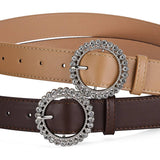 ROUND BUTTON CRYSTAL INLAID SOLID COLOR BELT _CWASC0575