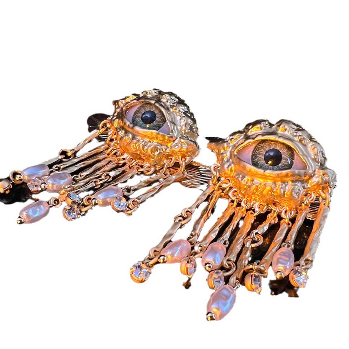 Vintage Devils Eye Tassel Stud Earrings