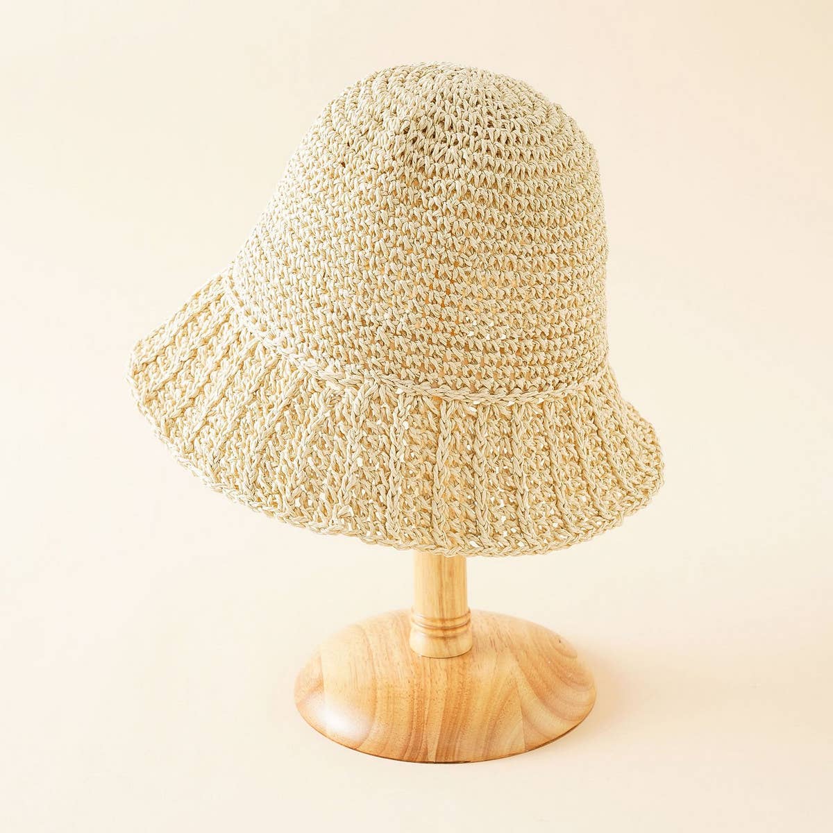 PASTORAL STYLE BEACH STRAW BUCKET HAT_CWAH1416
