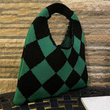 Women Casual Plaid Knitted Clutch Bag_Cwab0855