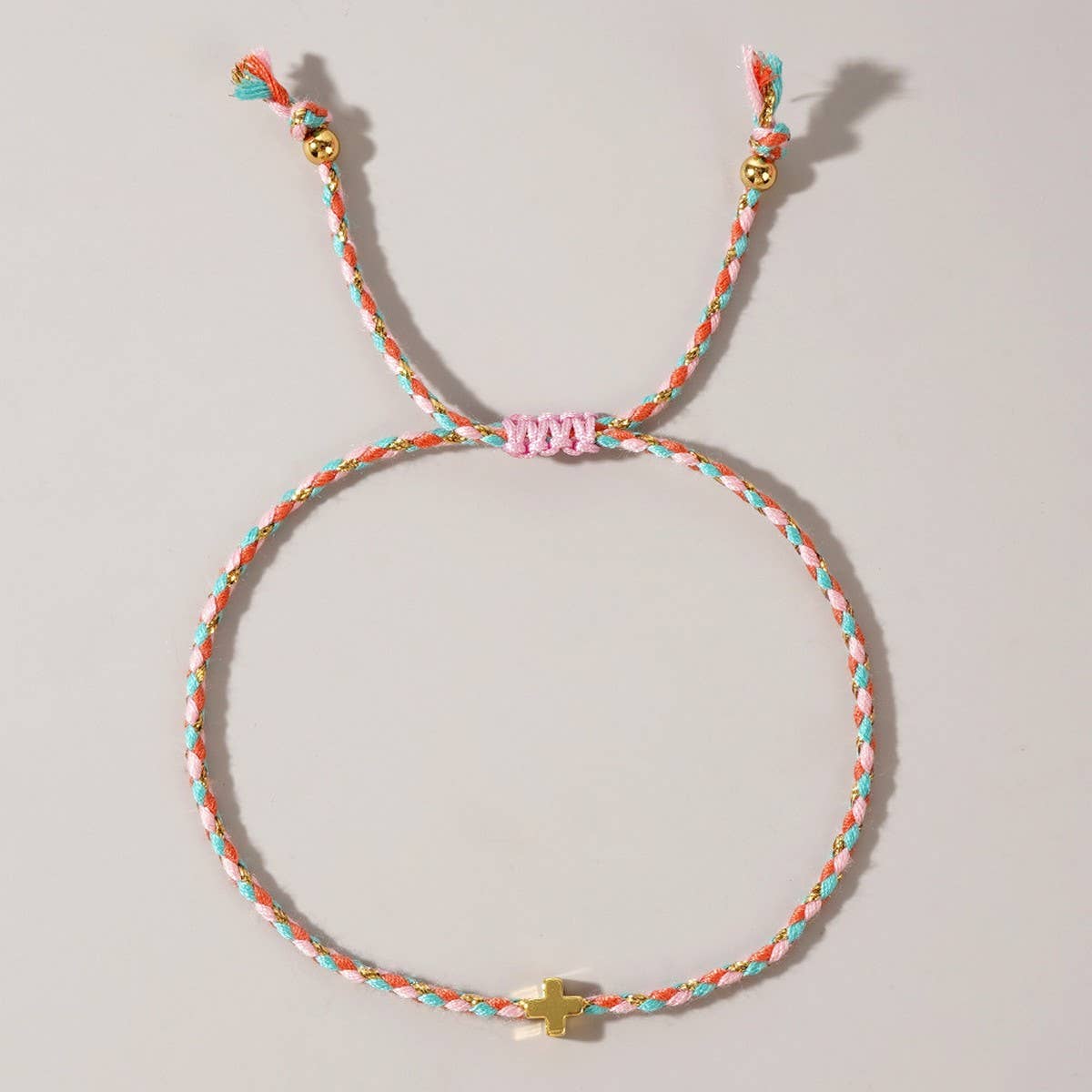 DIY HANDMADE FOUR COLOR COTTON CROSS BRACELET_CWMM3800