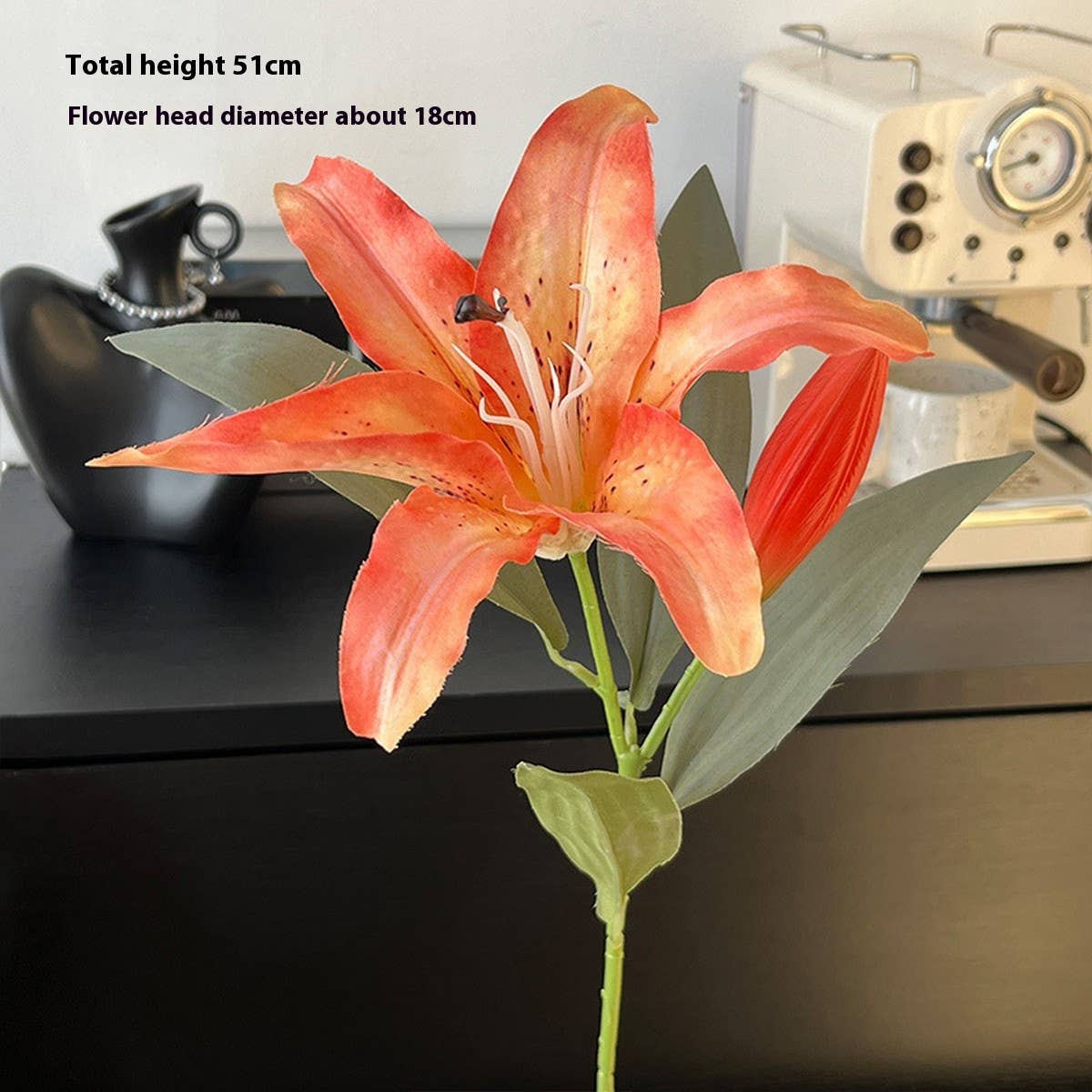 Vintage Autumn Artificial Lily With Bud And Bloom_Cwmm6504