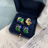 Vintage Blue Enamel Stud Earrings