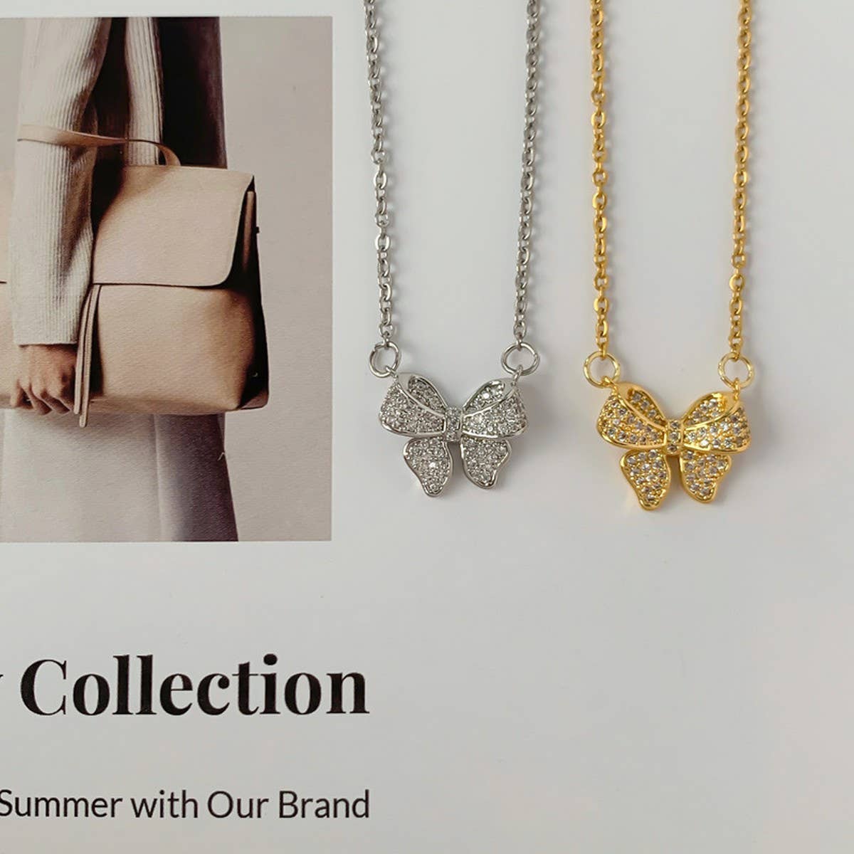 NICHE DESIGN RHINESTONE BOW NECKLACE FOR WOMEN_CWAJE3089