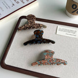 COFFEE BROWN ACETATE LARGE PAINTER STYLE HAIR CLAW_CWAHA6016