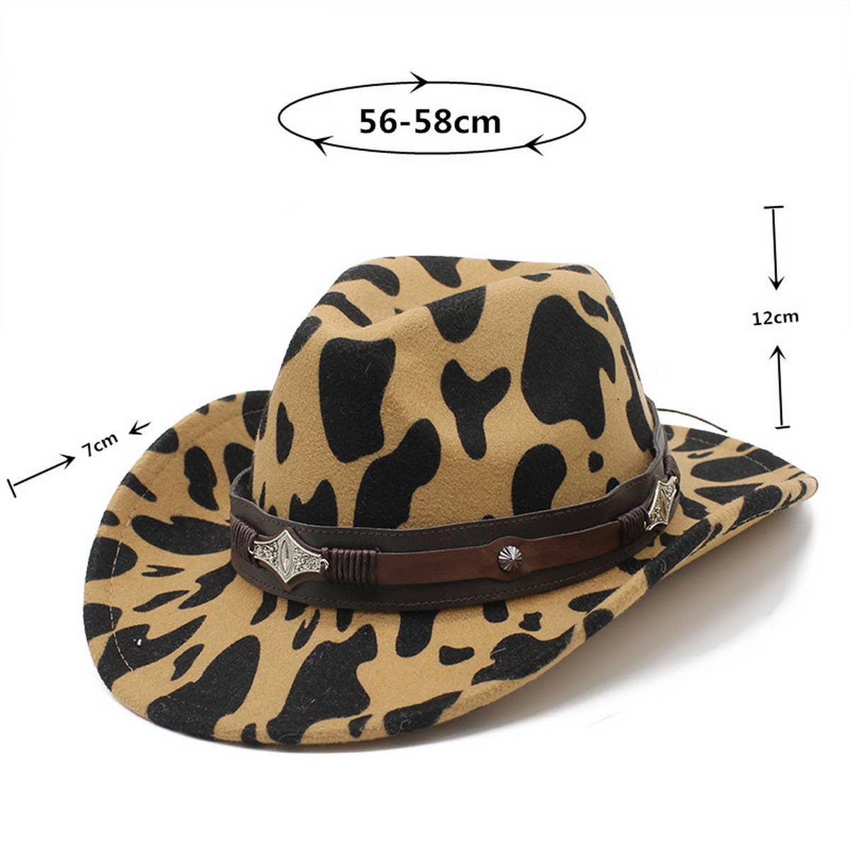 THICKENED COW PATTERN CURLED BRIM DENIM HAT_CWAH2538