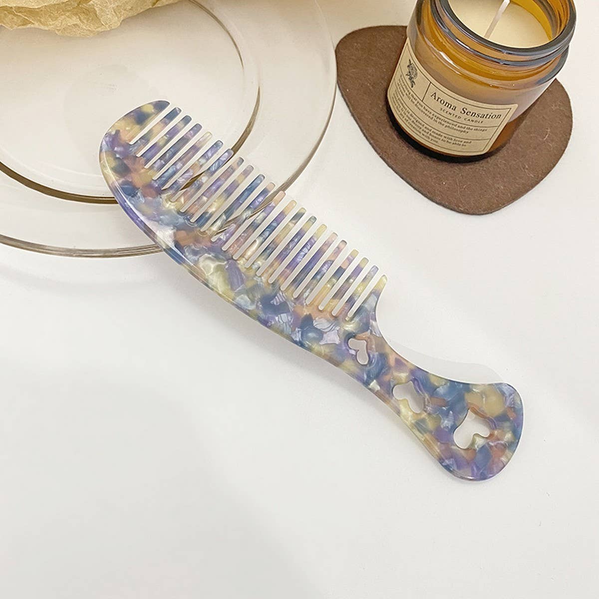 Vintage Acetate Heart Comb For Hair Makeup_Cwmm6432