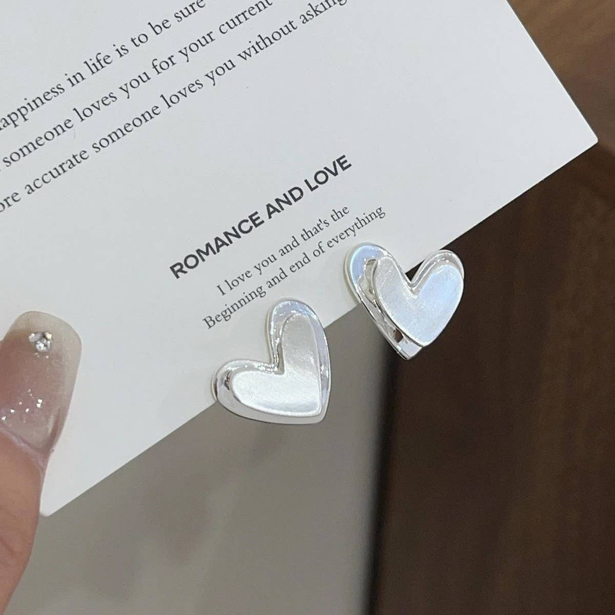 Valentines Day Design Brushed Heart Earrings