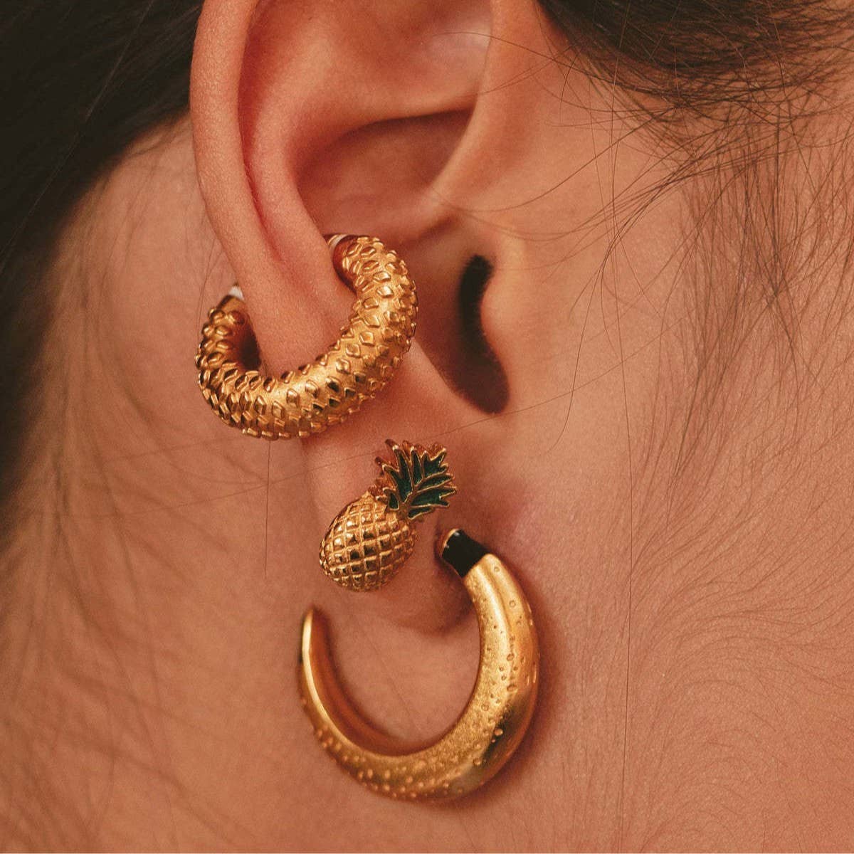 Trendy Hoop Stud Earrings Women Indie Style