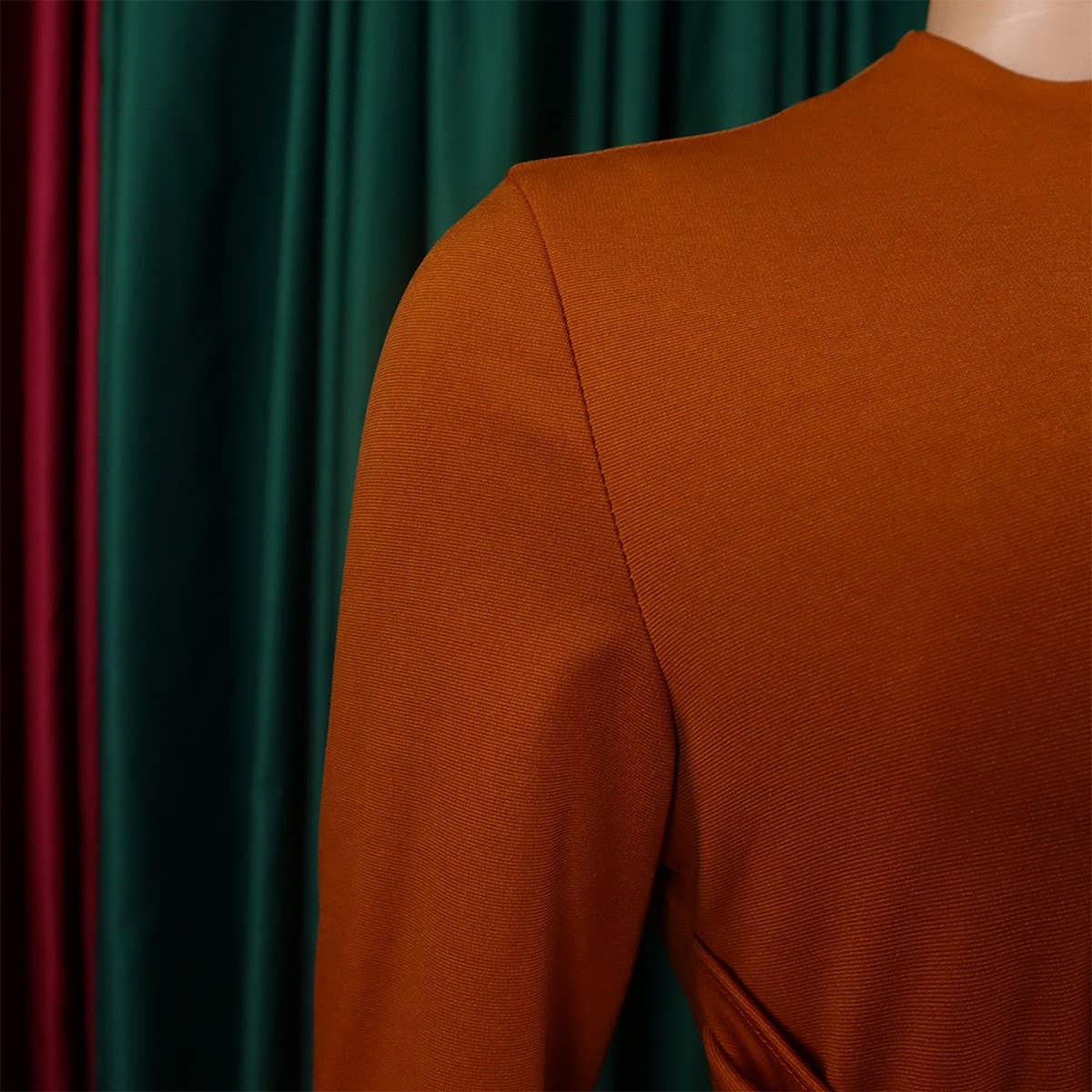 FASHIONABLE PLEATED PLUS SIZE SWING SKIRT DRESS_CWDMD3665