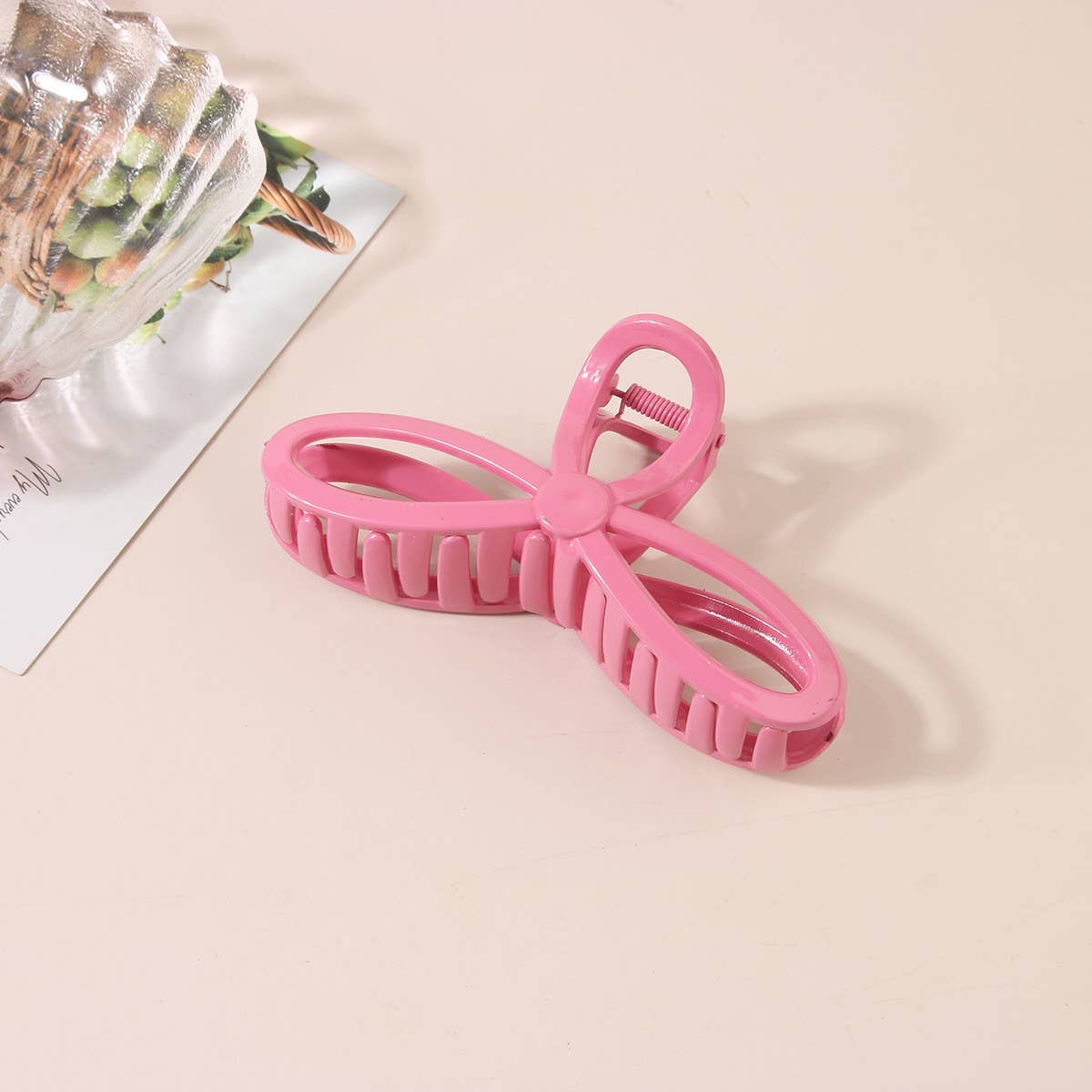 5 12 GLOSSY RESIN BOW HAIR CLAW CLIPS FOR WOMEN_CWAHA0486