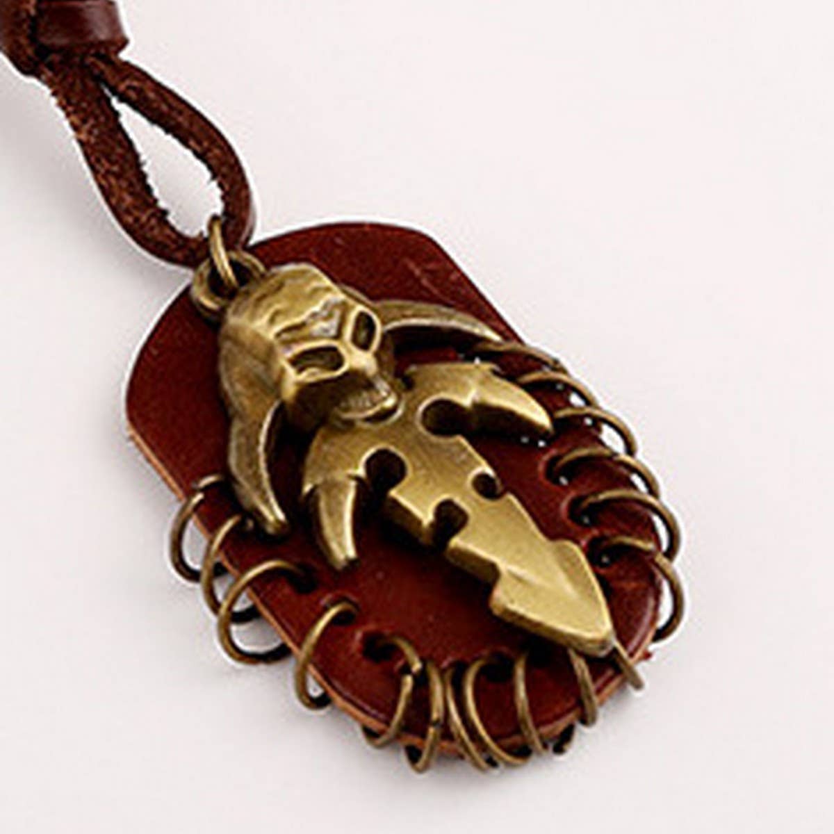 PUNK RETRO STYLE MENS LEATHER NECKLACE_CWMM4623