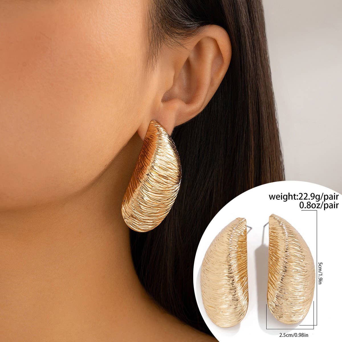 Wrinkled Exaggerated Irregular Teardrop Earrings_Cwaje1813