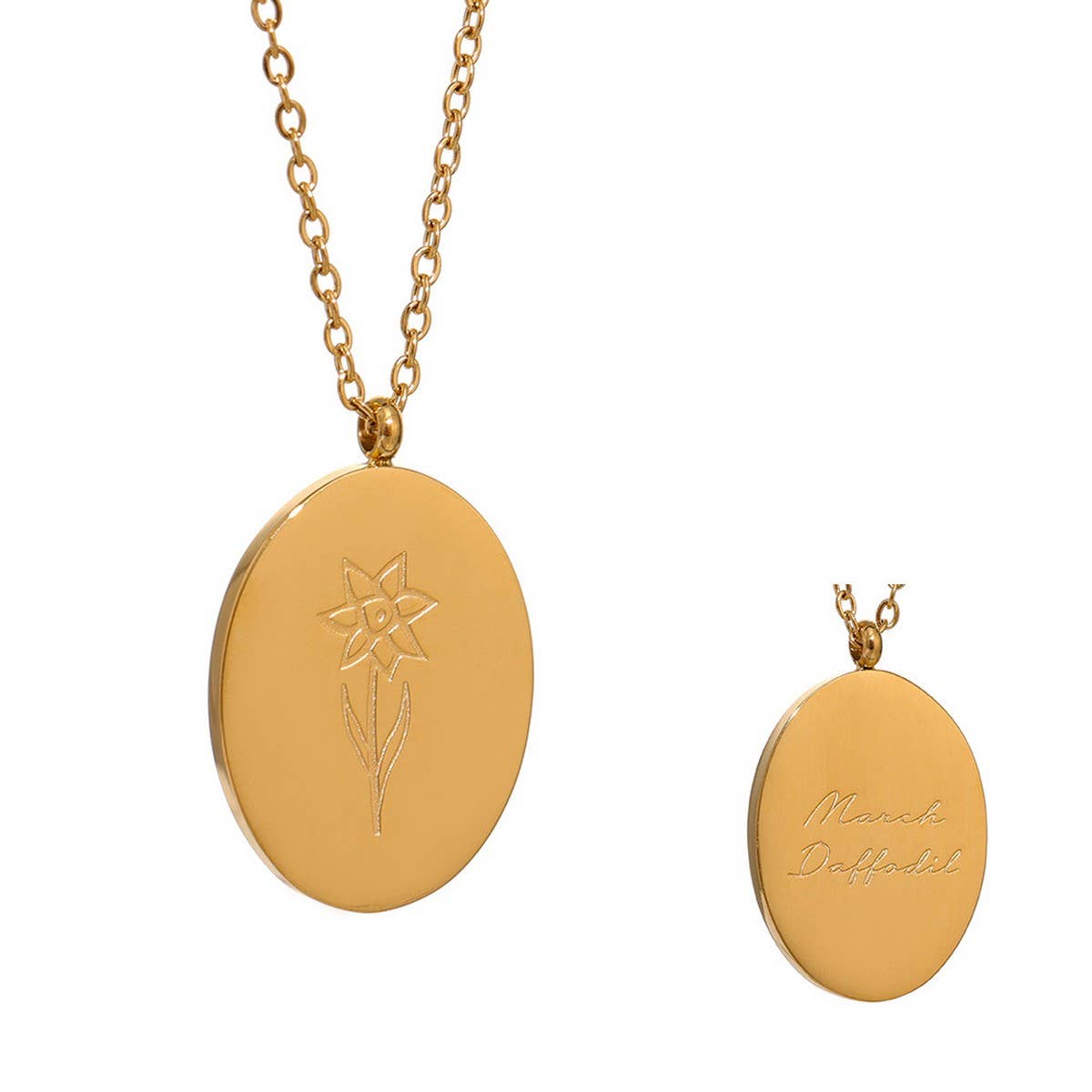 GOLD STAINLESS STEEL DECEMBER FLOWER NECKLACE_CWMM3778