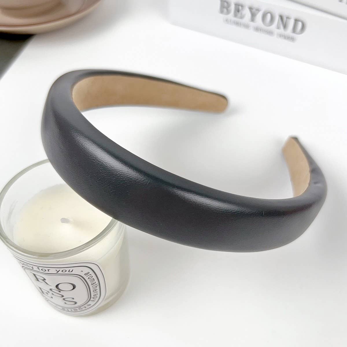 TEXTURED SOLID COLOR WIDE BRIM HIGH TOP HEADBAND_CWAHA2078