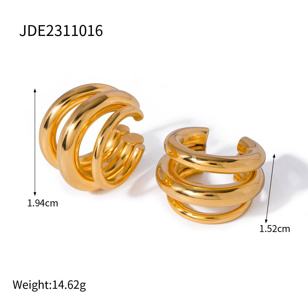 Versatile 18K Gold Stainless Steel Earrings_Cwmm2344