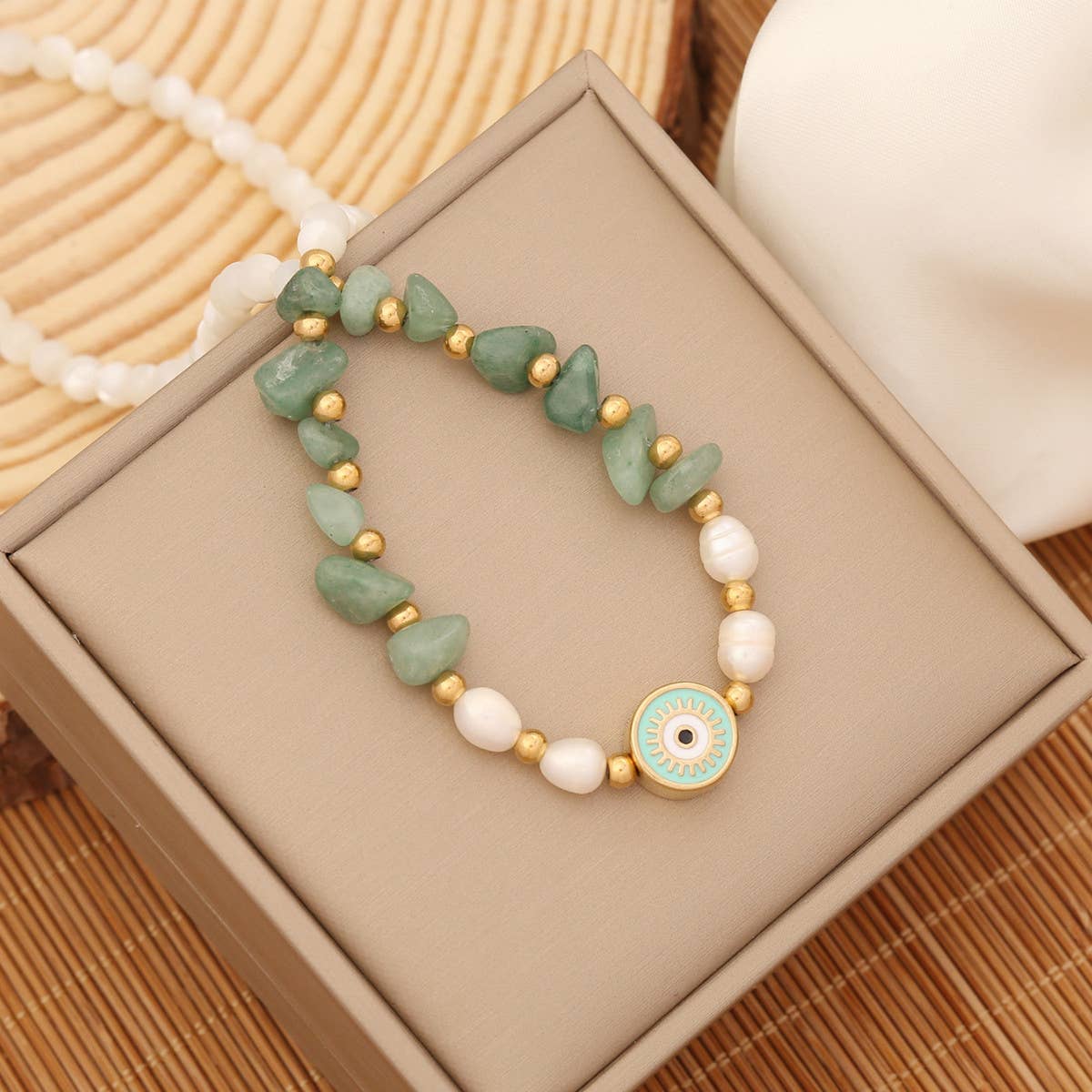 FASHION EYE PENDANT NATURAL STONE NECKLACE_CWAJE0651