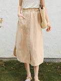 COTTON LINEN BREATHABLE CASUAL SKIRT_CWBLS0194