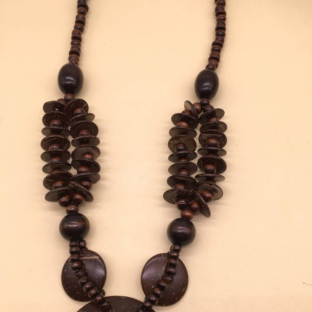 ETHNIC COCONUT SHELL WOOD BEADS LONG NECKLACE_CWMM4919