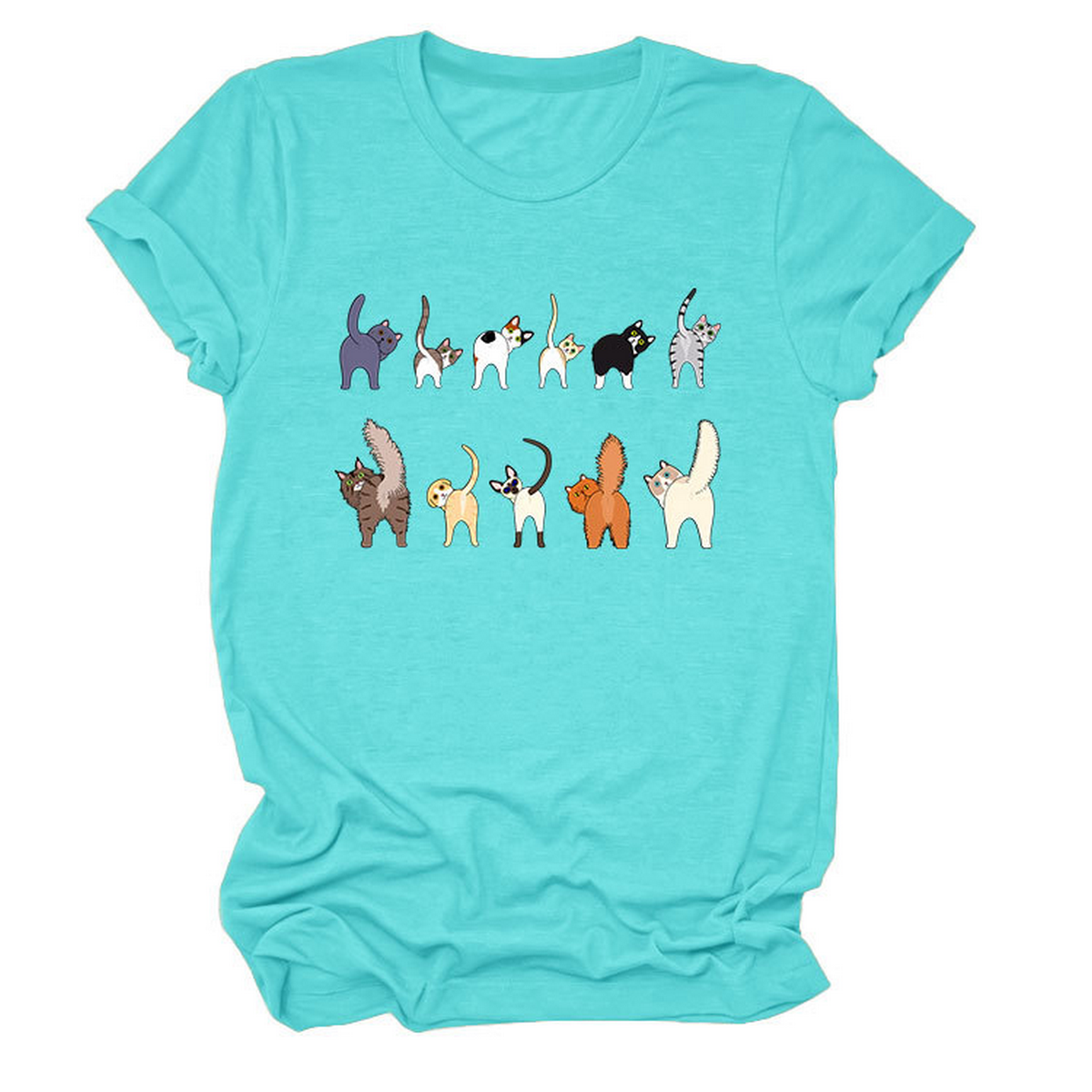 CUTE CAT GRAPHIC TEE 11 CATS TURN AROUND_CWTTS1495