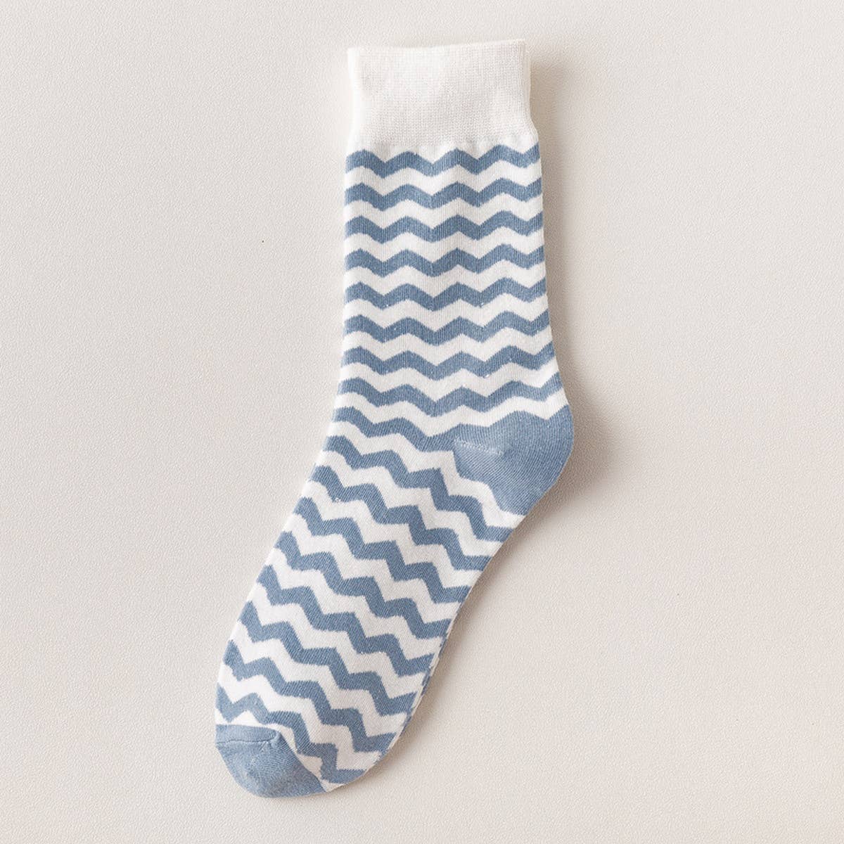 Women Blue Striped Plaid Socks_Cwms0667