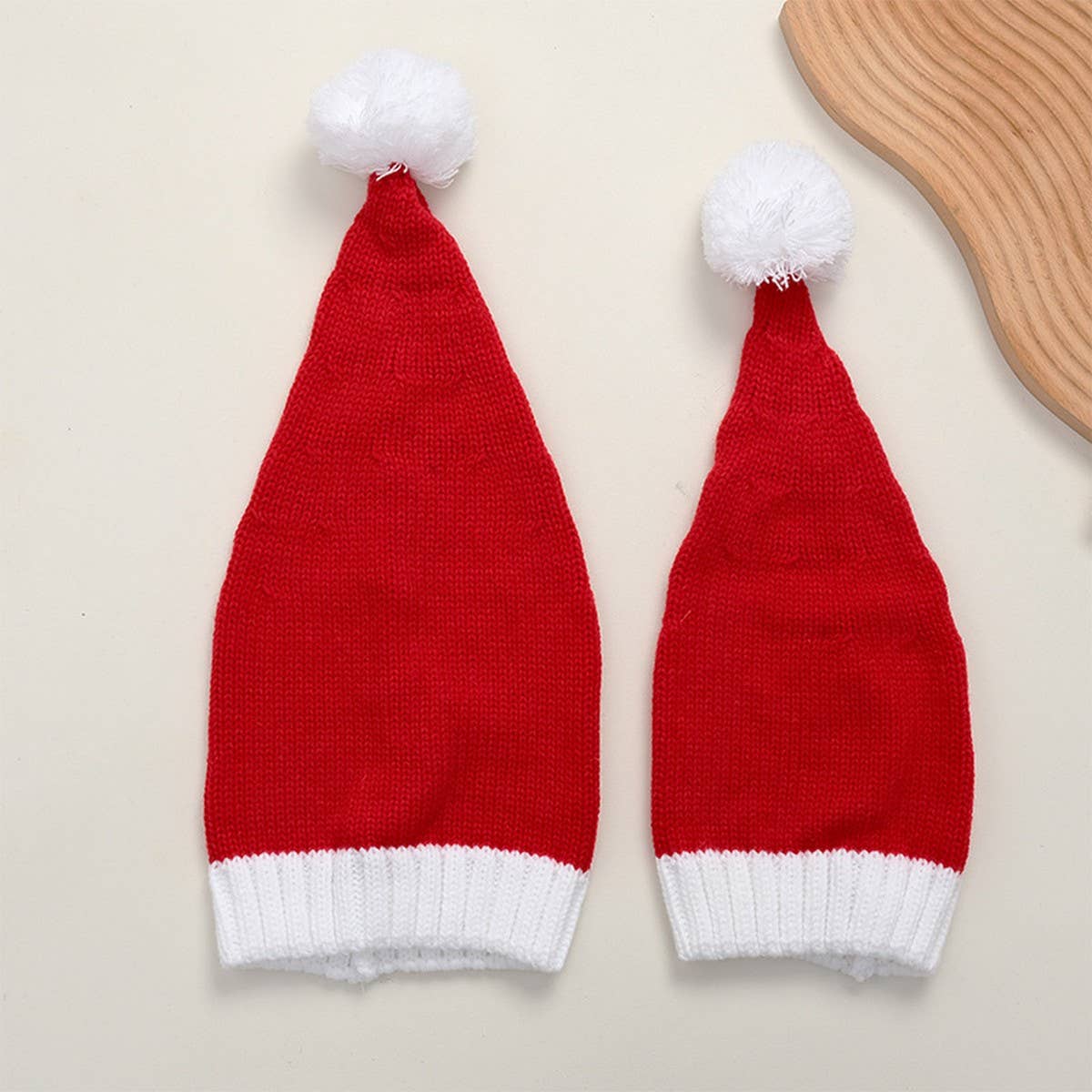 Cwah04352_Red White Christmas Knit Beanie Hat