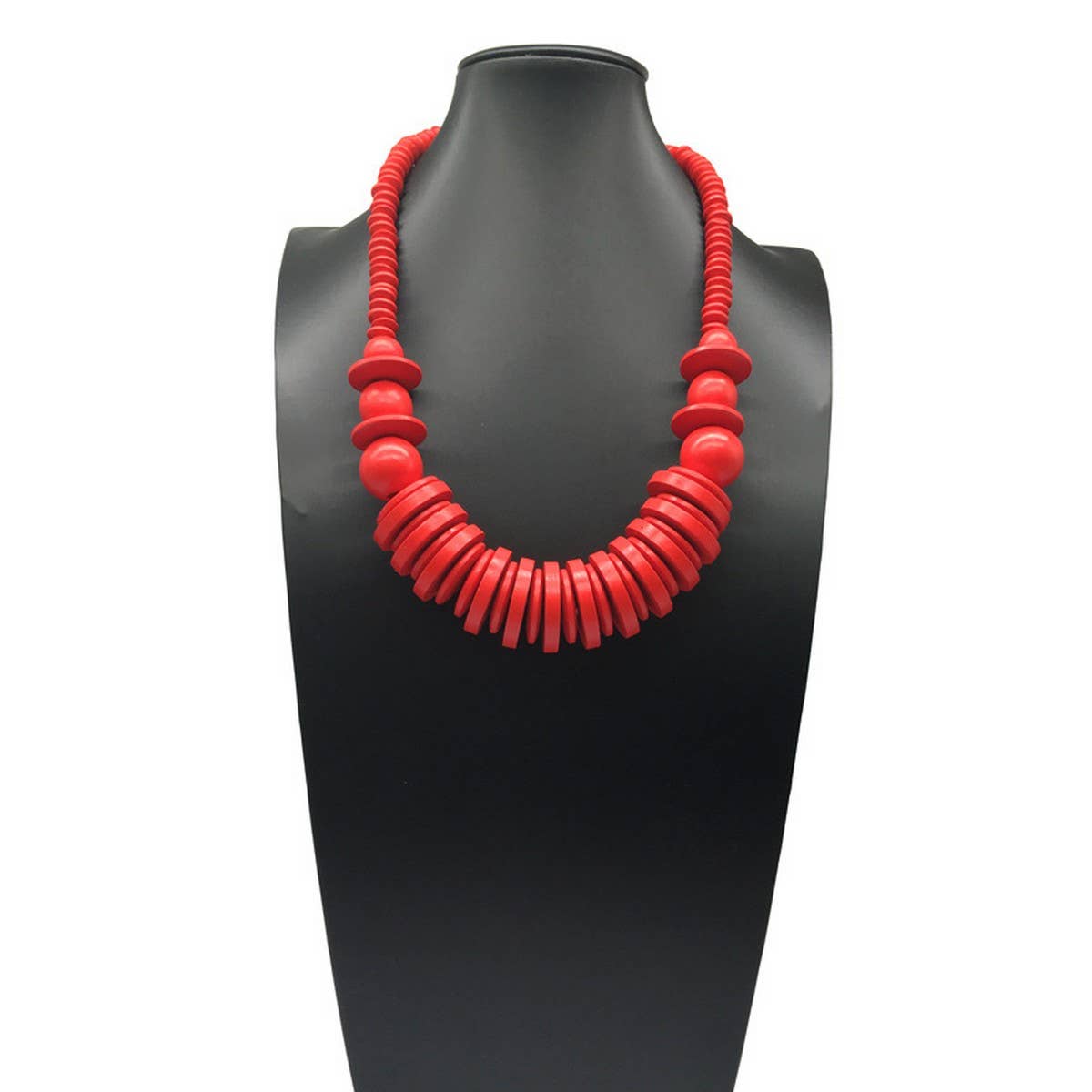 Vintage Single Layer Wooden Bead Necklace_Cwmm4734