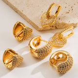 HEART GEOMETRIC CZ COPPER PLATED STUD EARRINGS_CWMM8518