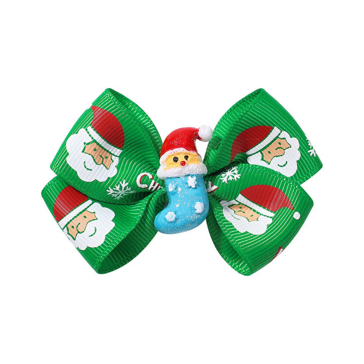 CHILDRENS SANTA CLAUS PRINTED BOW HAIRPIN_CWAHA2364
