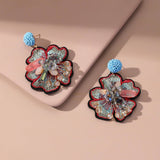 EMBROIDERED CRYSTAL FLOWER EARRINGS_CWMM6174
