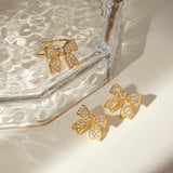 RETRO HIGH END BOW EARRINGS AND RING SET_CWAJE1887