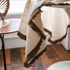 HOUSEHOLD SOLID COLOR KHAKI TASSEL DINING TABLE_CWMM0941