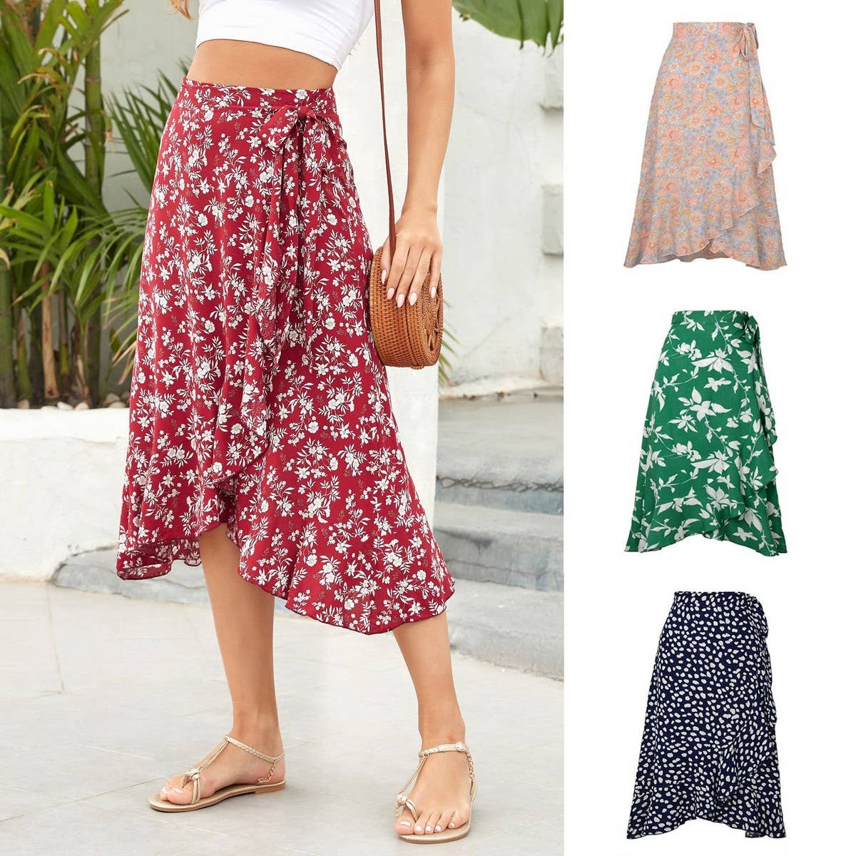 ONE PIECE PRINTED LONG SKIRT IRREGULAR CASUAL SKIRT_CWAB4813