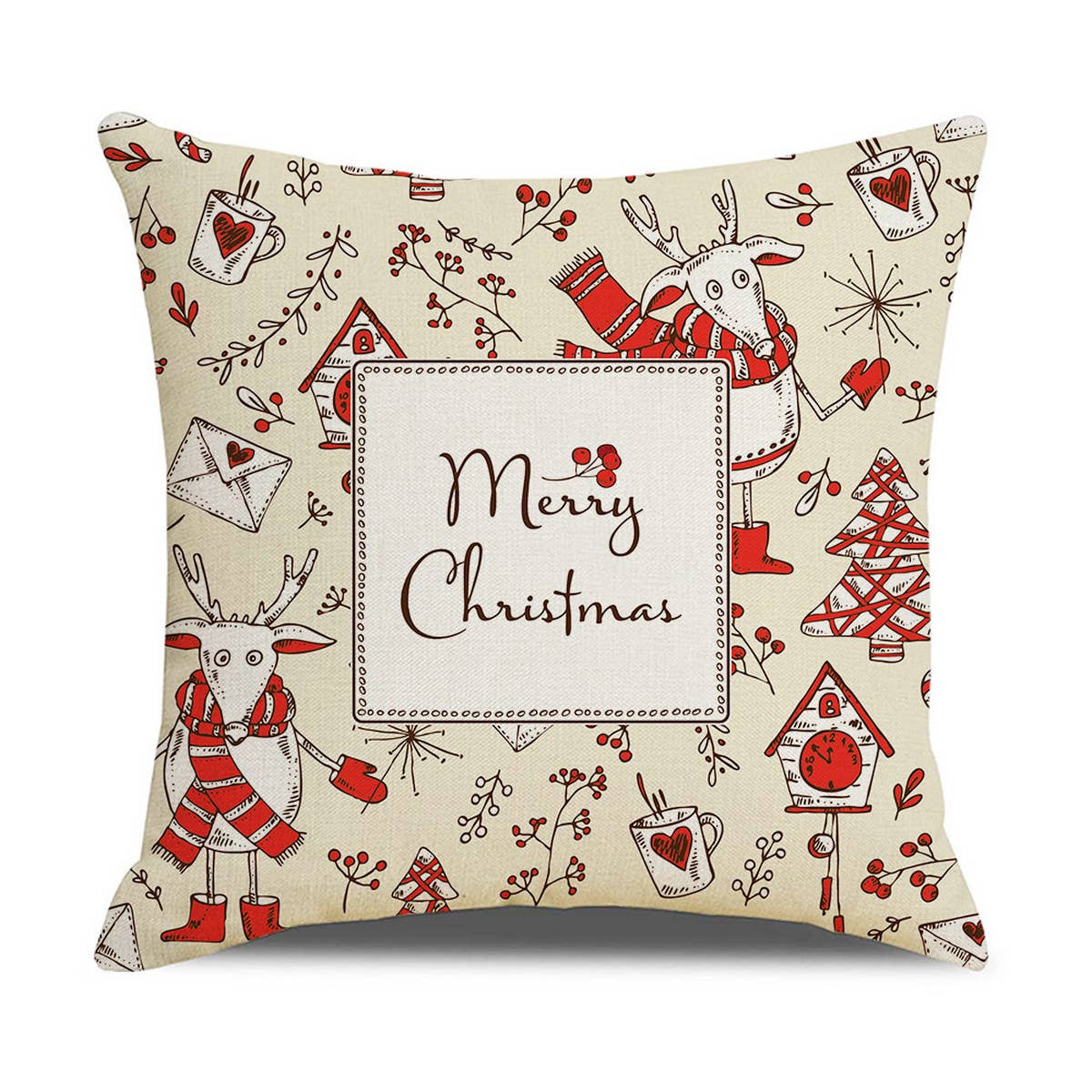 KHAKI CHRISTMAS HAT PILLOWCASE_CWMM1406