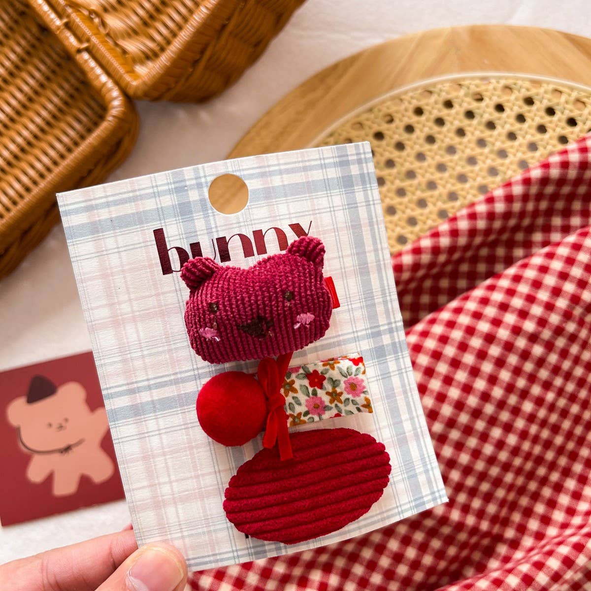 Red Bow Hair Clip Set Kids Simple Style_Cwaha08382