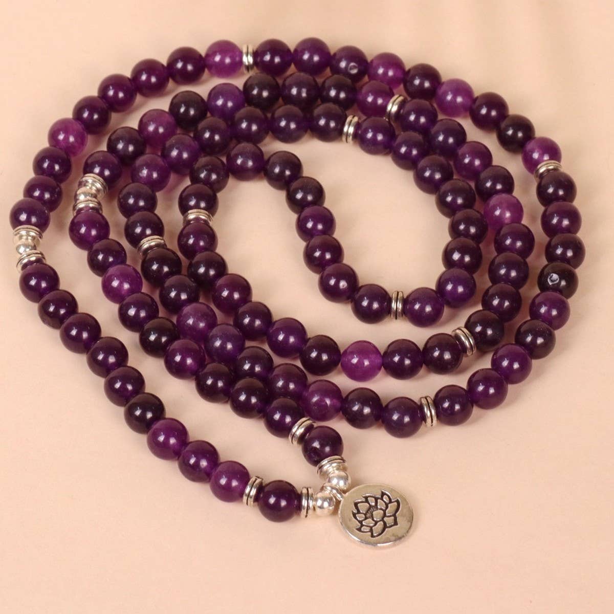 108 PURPLE BEADED BRACELETS WITH STRETCHY BANDS_CWAJE3940