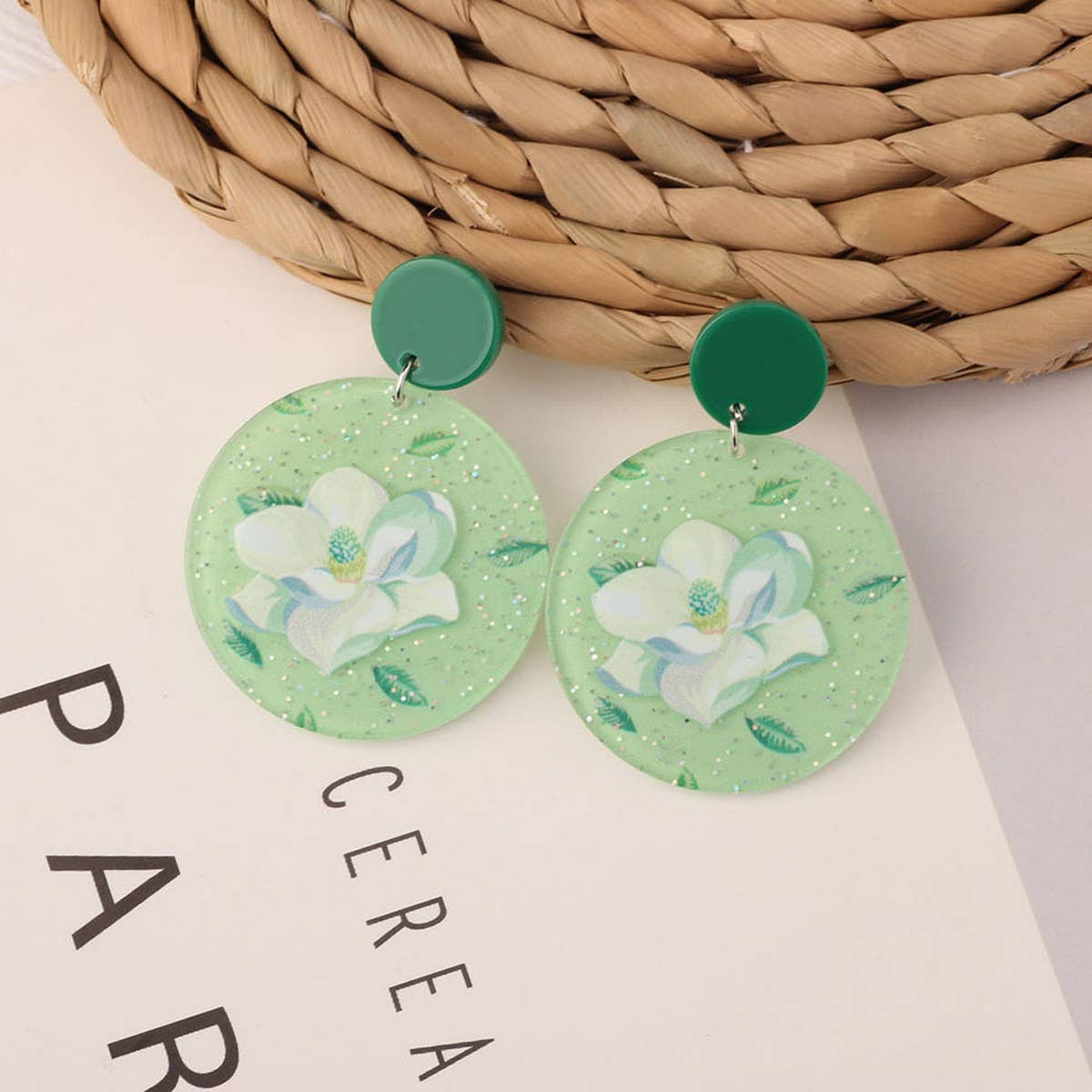 SWEET GIRL COLORFUL FLOWER ACRYLIC EARRINGS_CWAJE3993