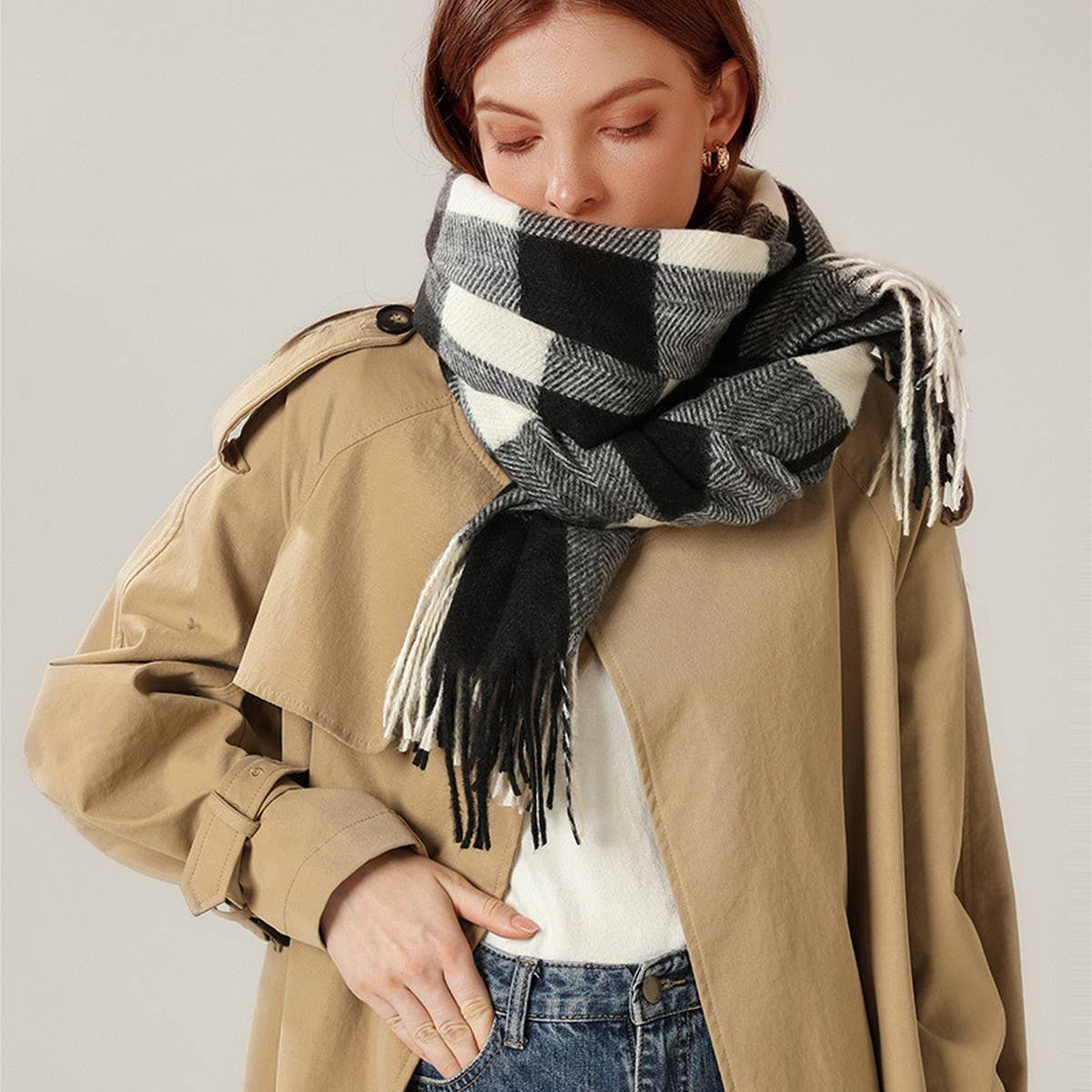 Winter Warm Lattice Large Scar Scarves