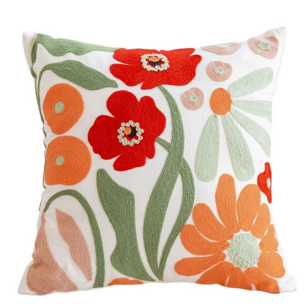 EMBROIDERED DAISY TOWEL STITCH CUSHION COVER_CWMM7714