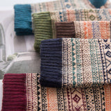 ALPACA VINTAGE FLORAL PATTERN CREW SOCKS_CWMS0205