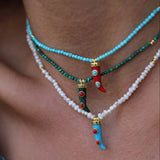 COLORFUL CHILI PEARL BEAD NECKLACE RETRO CHIC_CWMM6955