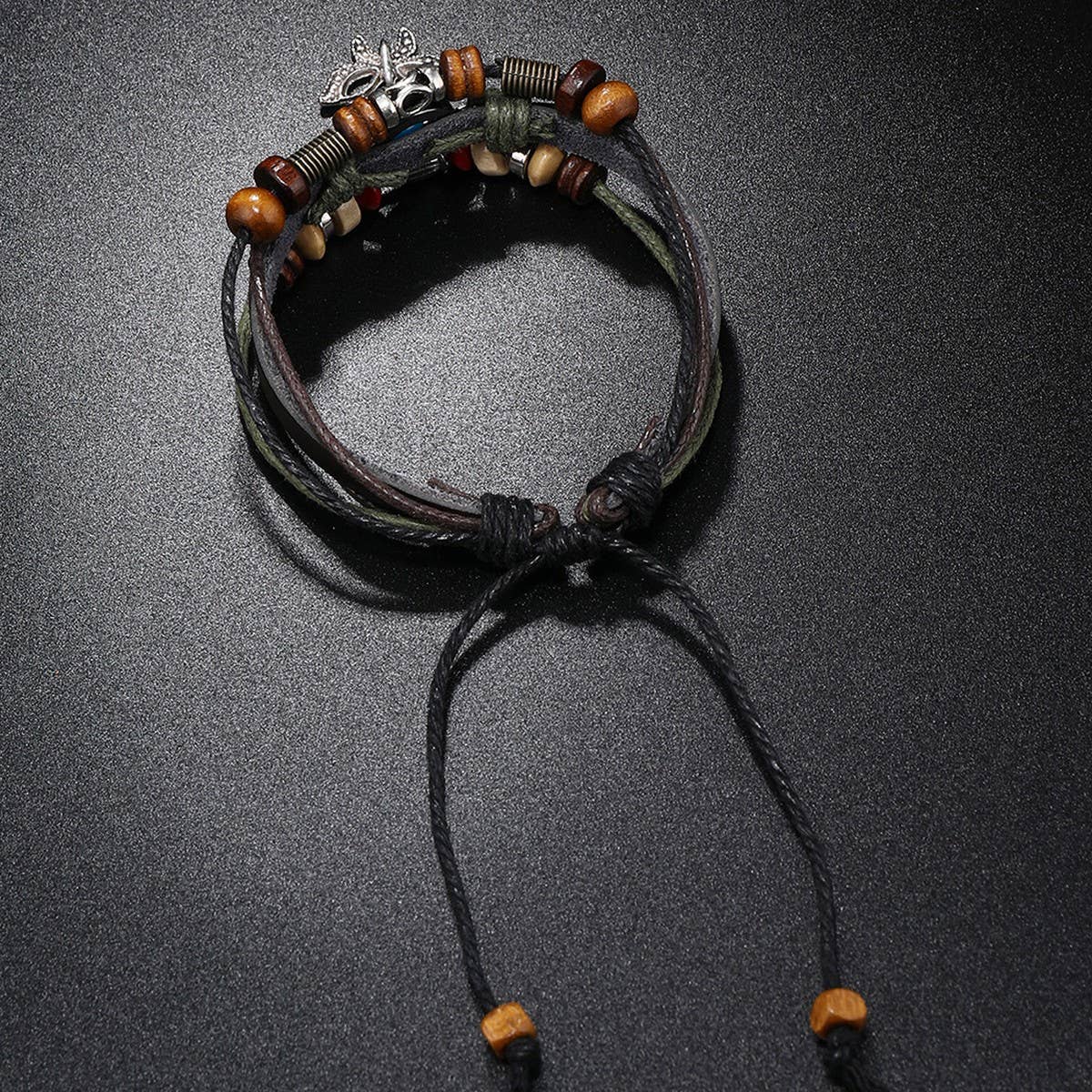 PERSONALIZED BEADED BRAIDED LEATHER BRACELET_CWMM4514