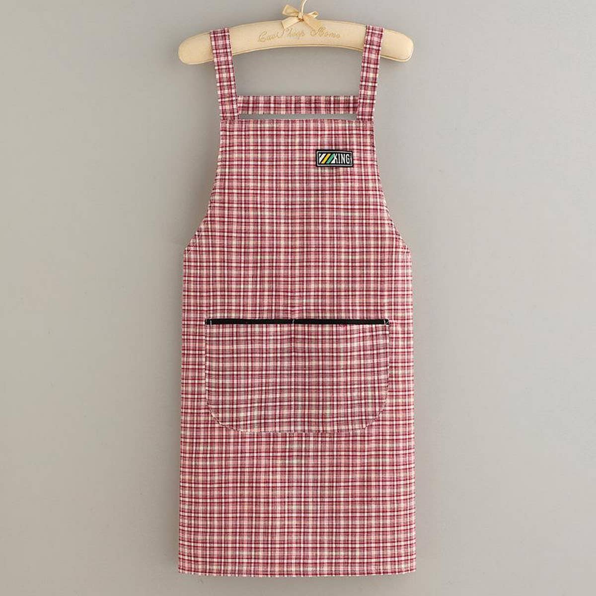 SUMMER THIN PLAID COTTON APRON WITH POCKETS BULK_CWMM2040