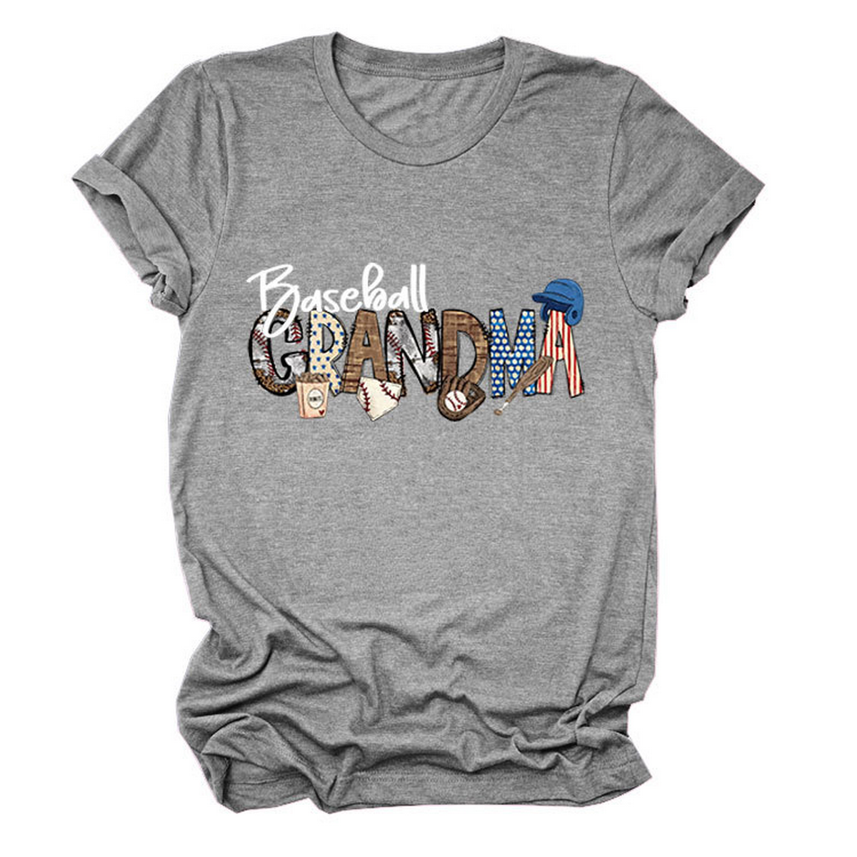 CASUAL CREW NECK TEE BASEBALL GRANDMA SHIRT_CWTTSL0496