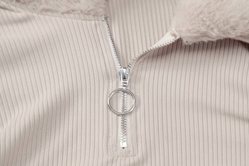 Solid Color Wool Collar Splicing Short Dress