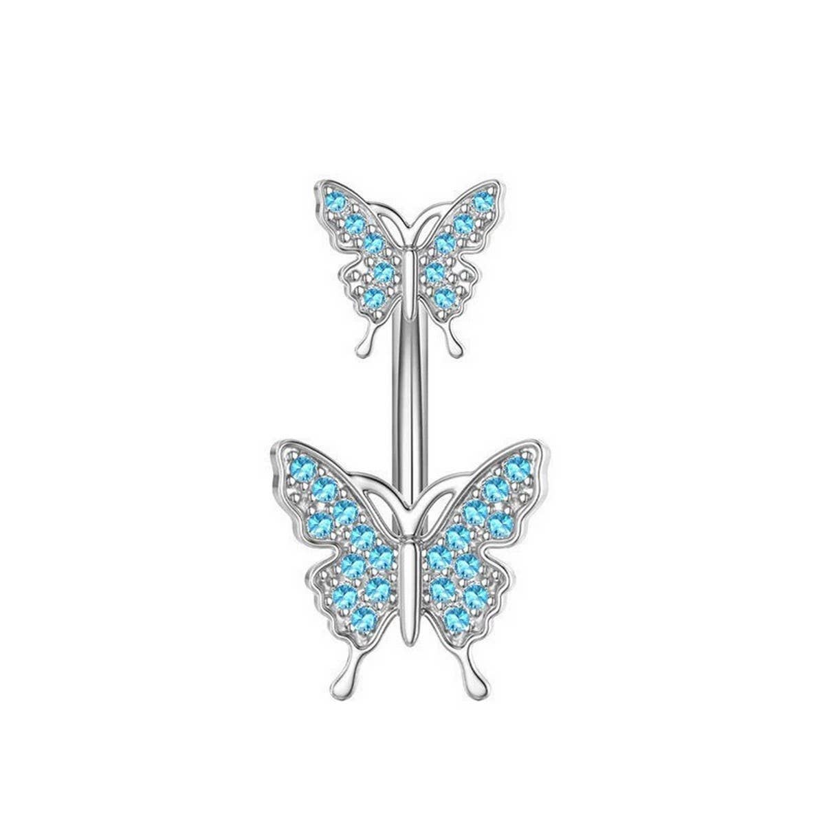 DOUBLE BUTTERFLY CZ BELLY RING HYPOALLERGENIC_CWMM9247