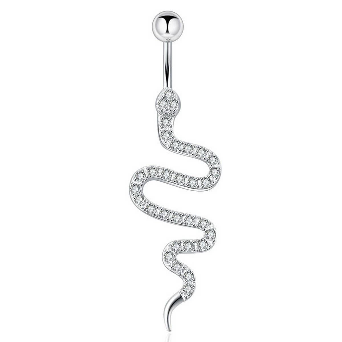 SNAKE CZ BELLY RING TRENDY NAVEL PIERCING_CWMM9192