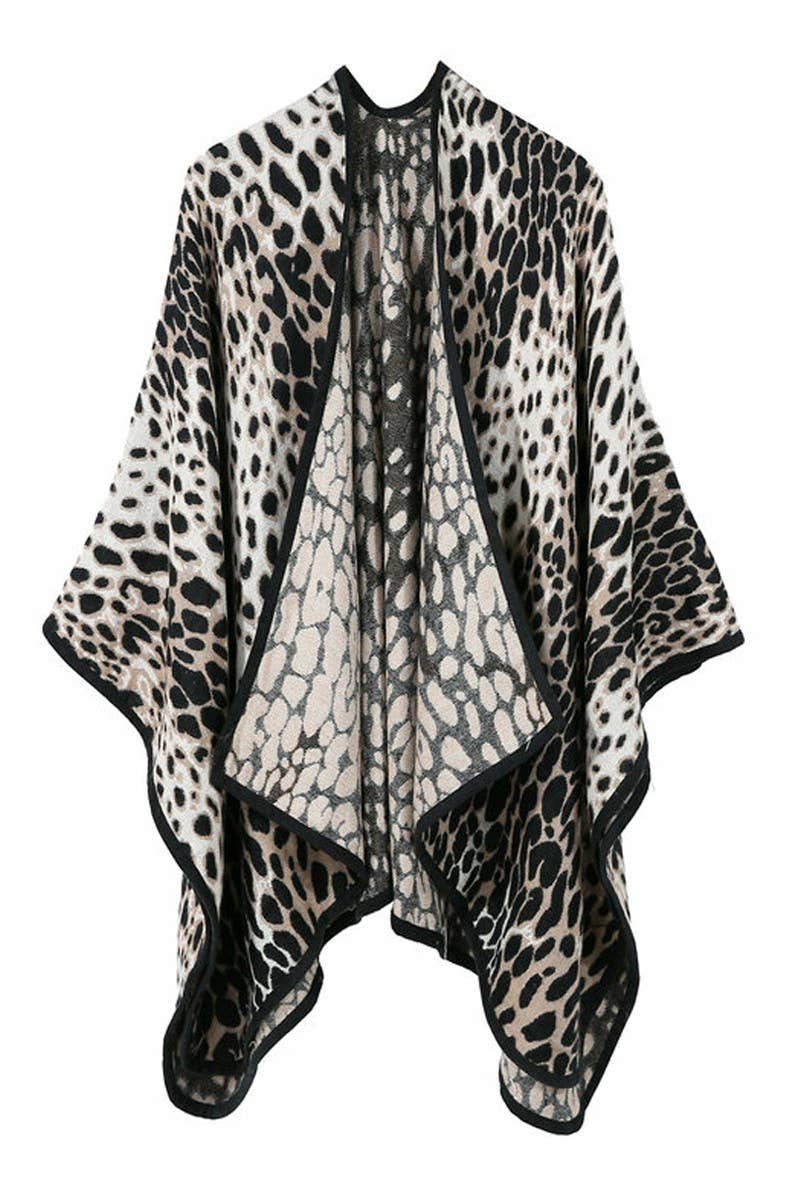 LEOPARD PRINTING SHAWL WRAP CAPE PONCHOS_CWASC042