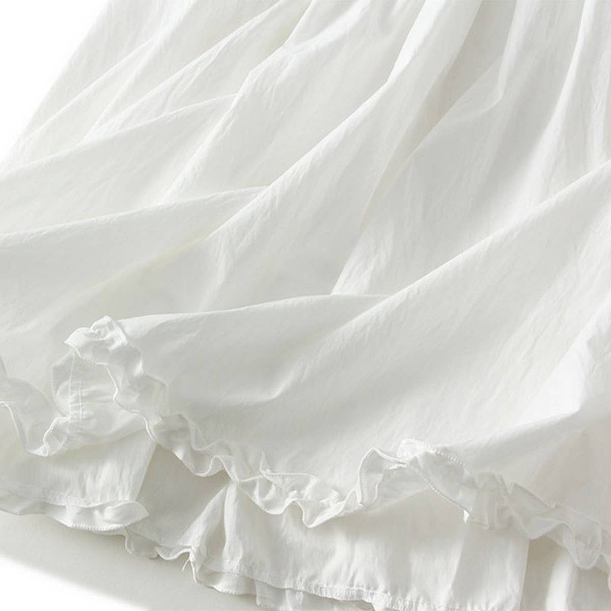 RUFFLE TRIM PANELED A LINE FLOWING MIDI SKIRT_CWBMS0351